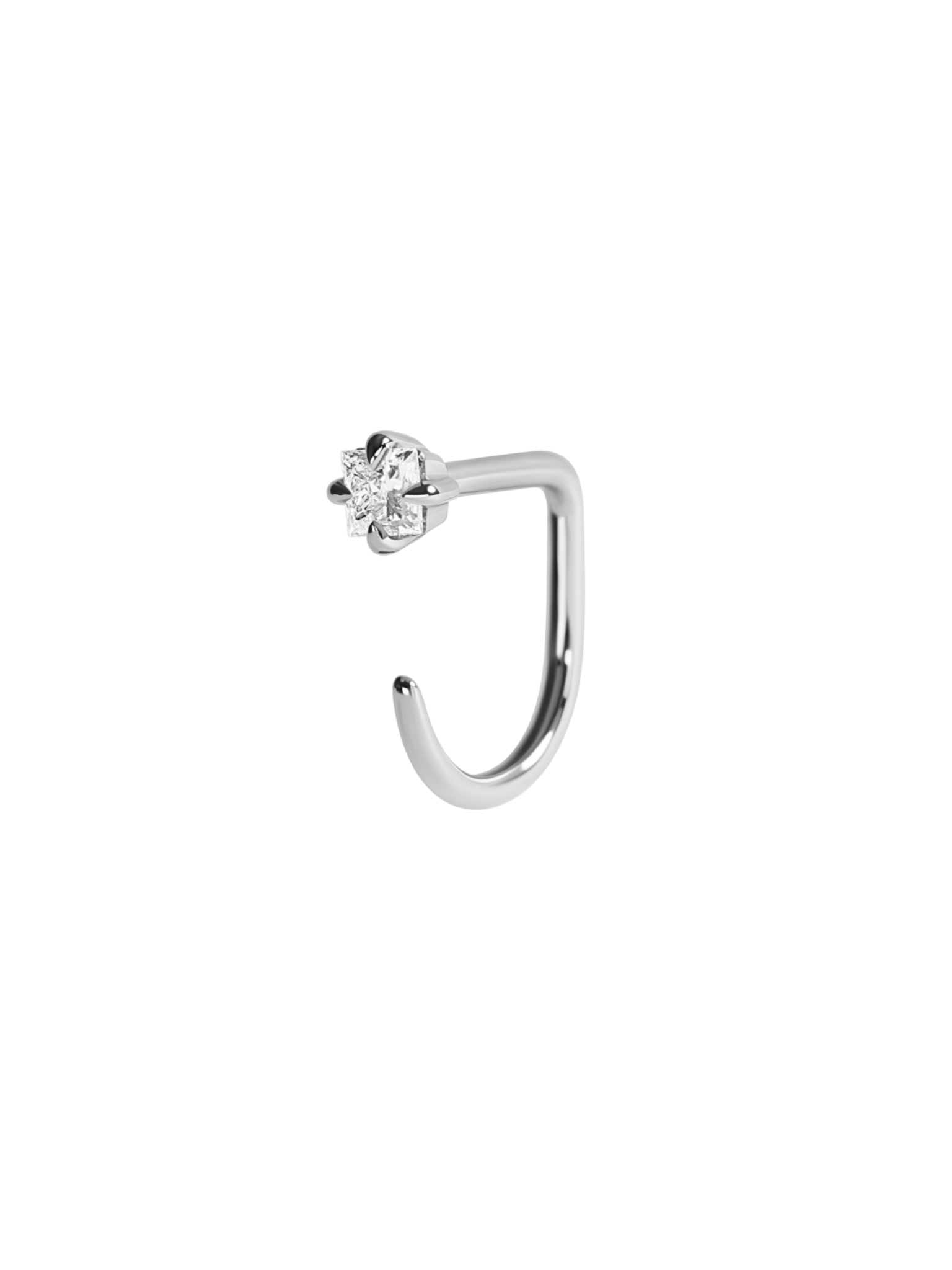 Square diamond claw earring, white gold